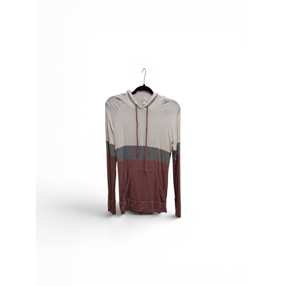 Market & Spruce Womens Colorblock Hoodie Mauve Grey Cream Size M WGK10277